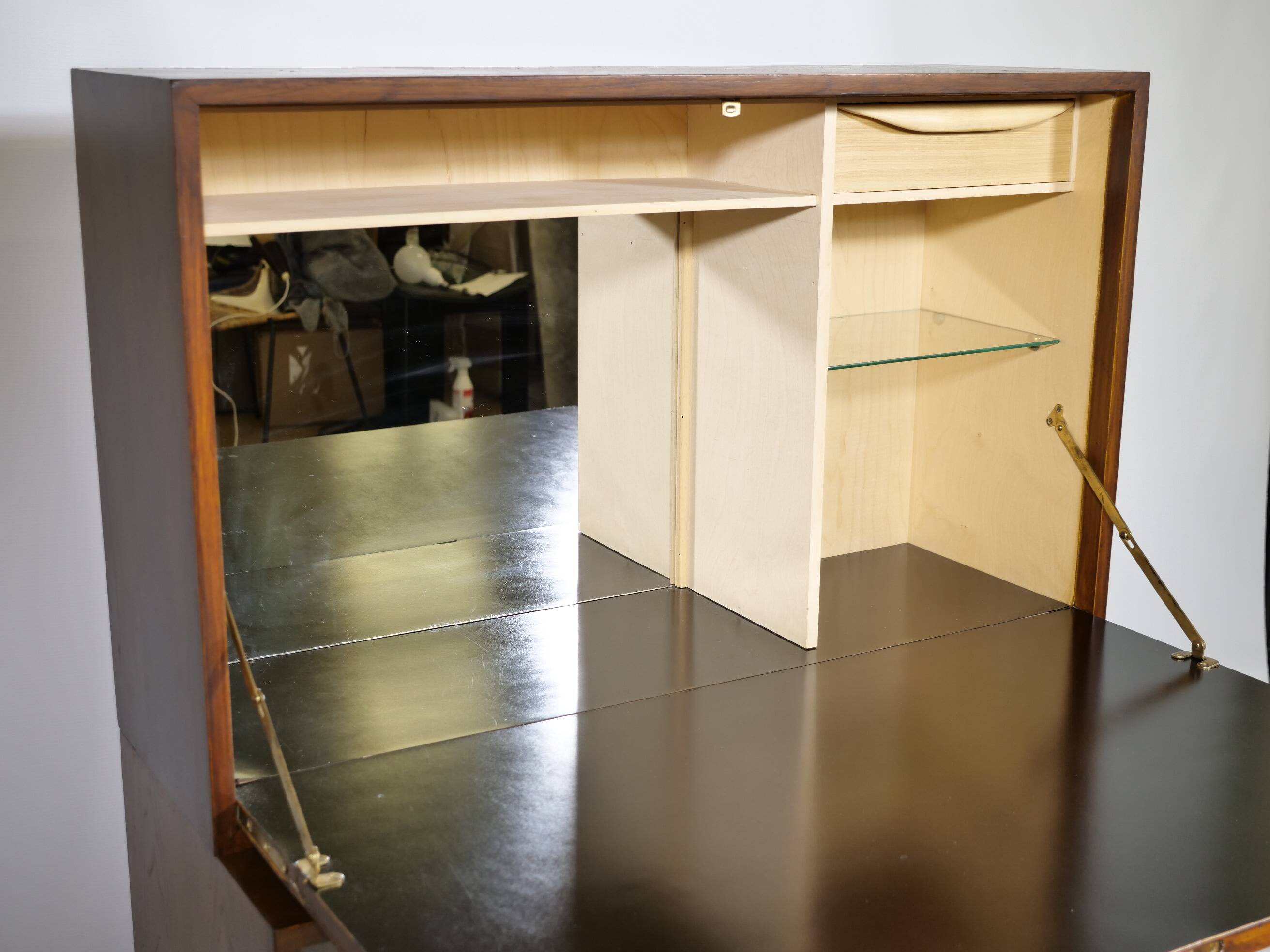 Mid Century Secretary Display Cabinet Highboard in Teak, 1960s