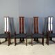 Post modern high back dining chairs, set of 4, 1970s
