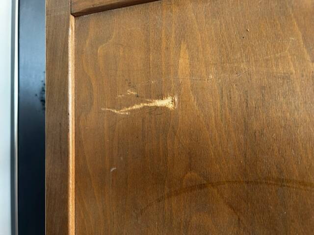 Old vintage 4-fan wooden screen