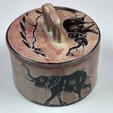 Soapstone box, trinket dish, candy dish with elephant decoration, 9.5 x 9 cm