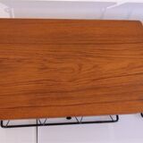 Pair of hanging bedside tables in teak and metal, 1960