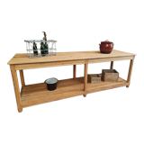 Old work table textile table pine cooking island or side table