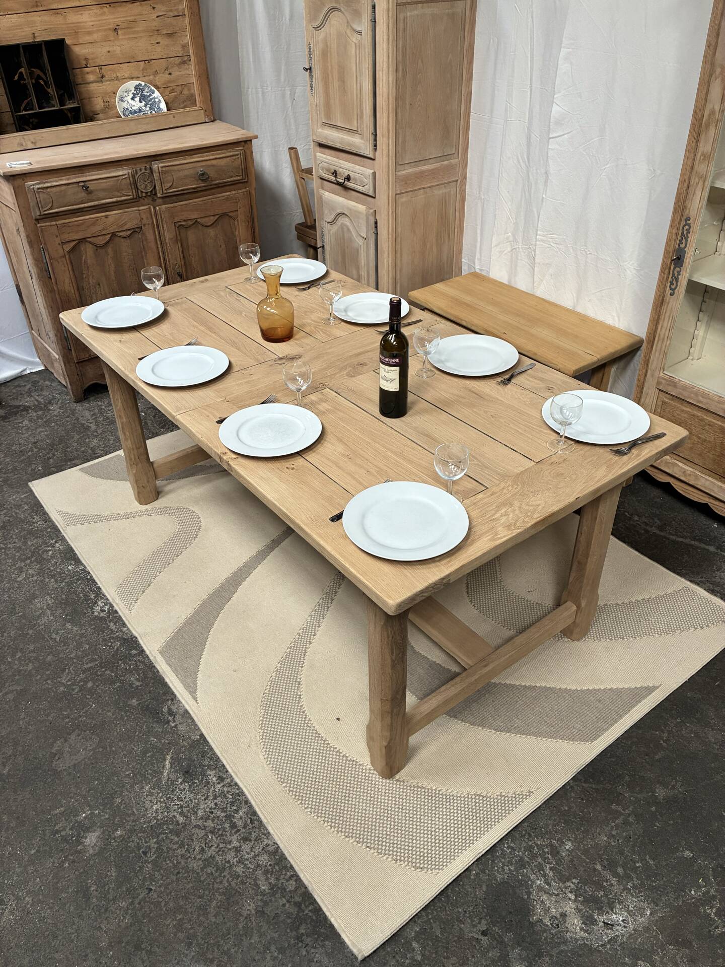 Table de ferme en chêne massif avec rallonge