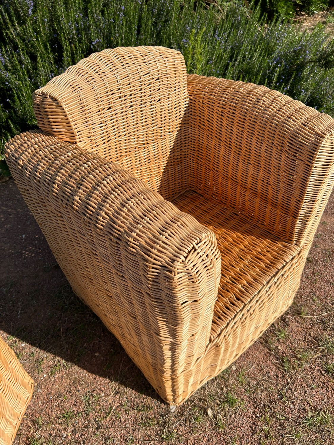 Large rattan armchairs