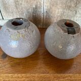 Pair of J-Line Vintage Grey Ceramic Ball Candle Holders #B771