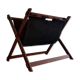 Support stand for mid-century teak and suede magazines and newspapers, 1960, Germany.