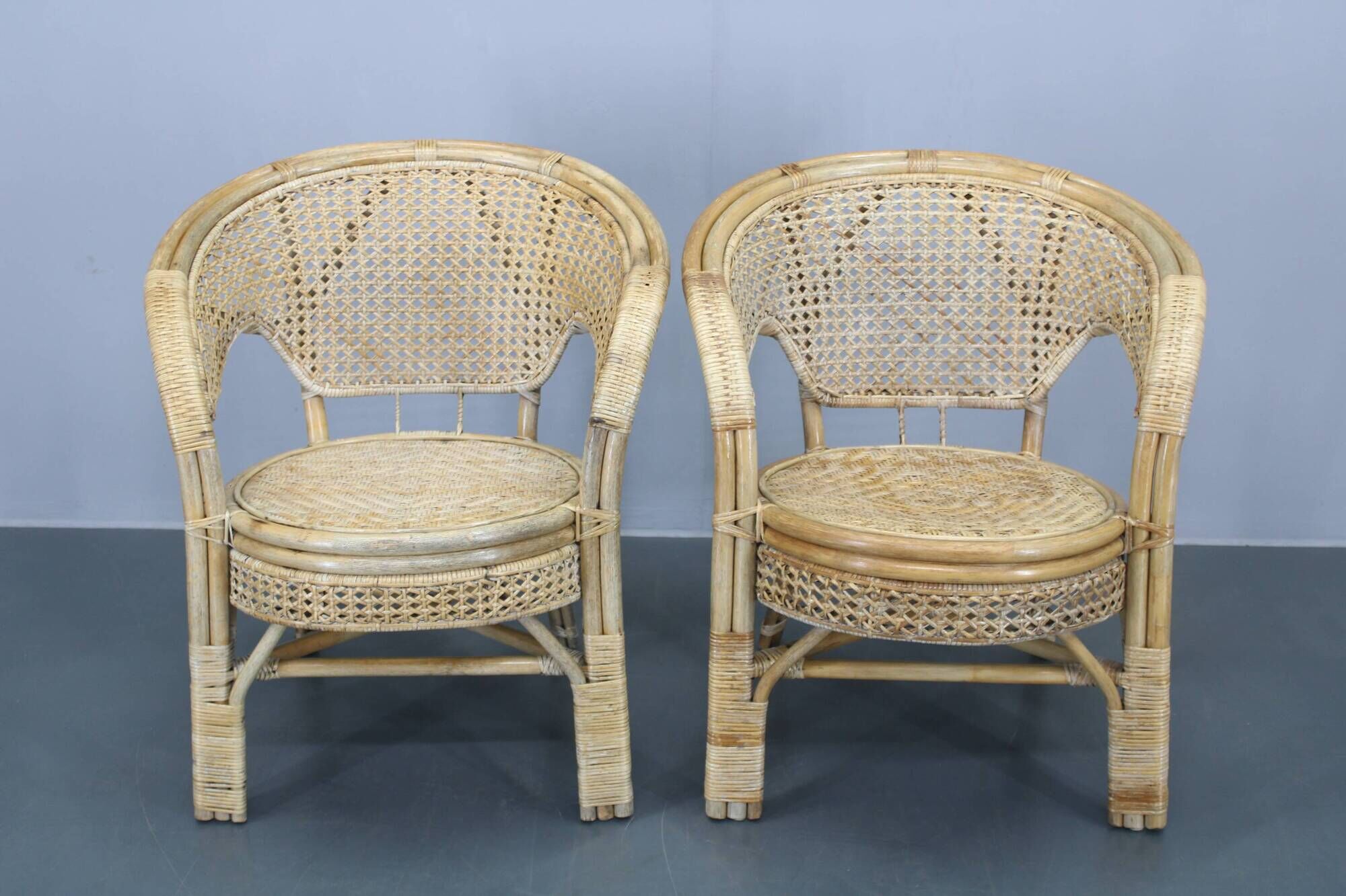 1970s Set of Four Rattan Chairs, Italy