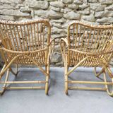 Paire de fauteuils en rotin