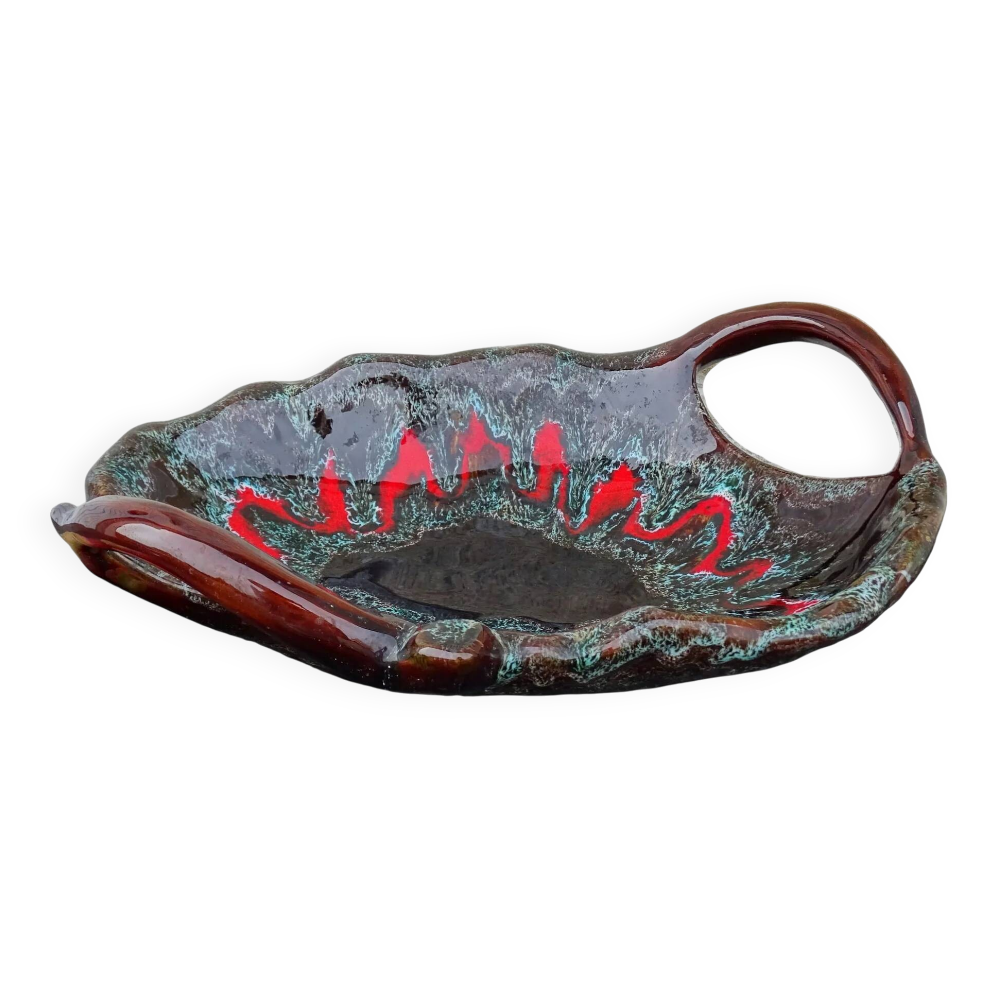 Grand bol vintage français en faïence de Vallauris avec deux anses