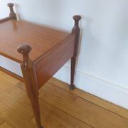 Teak bedside table with a vintage white lacquer drawer, Gautier furniture.