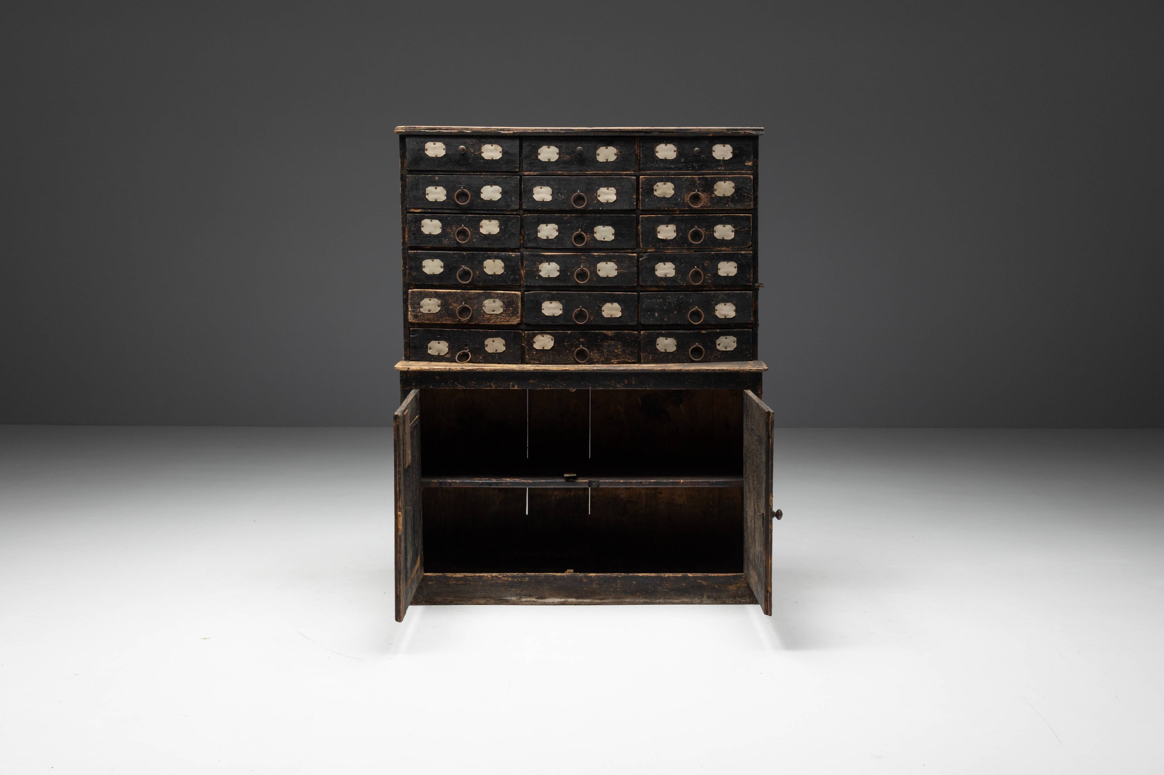Travail Populaire Apothecary Cabinet, France, 19th Century