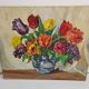 Oil Painting on Isorel - Bouquet of Tulips & Lilacs Signed J Baud