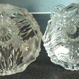 Pair of pressed, molded crystal candlesticks, signed Val Saint Lambert, art deco