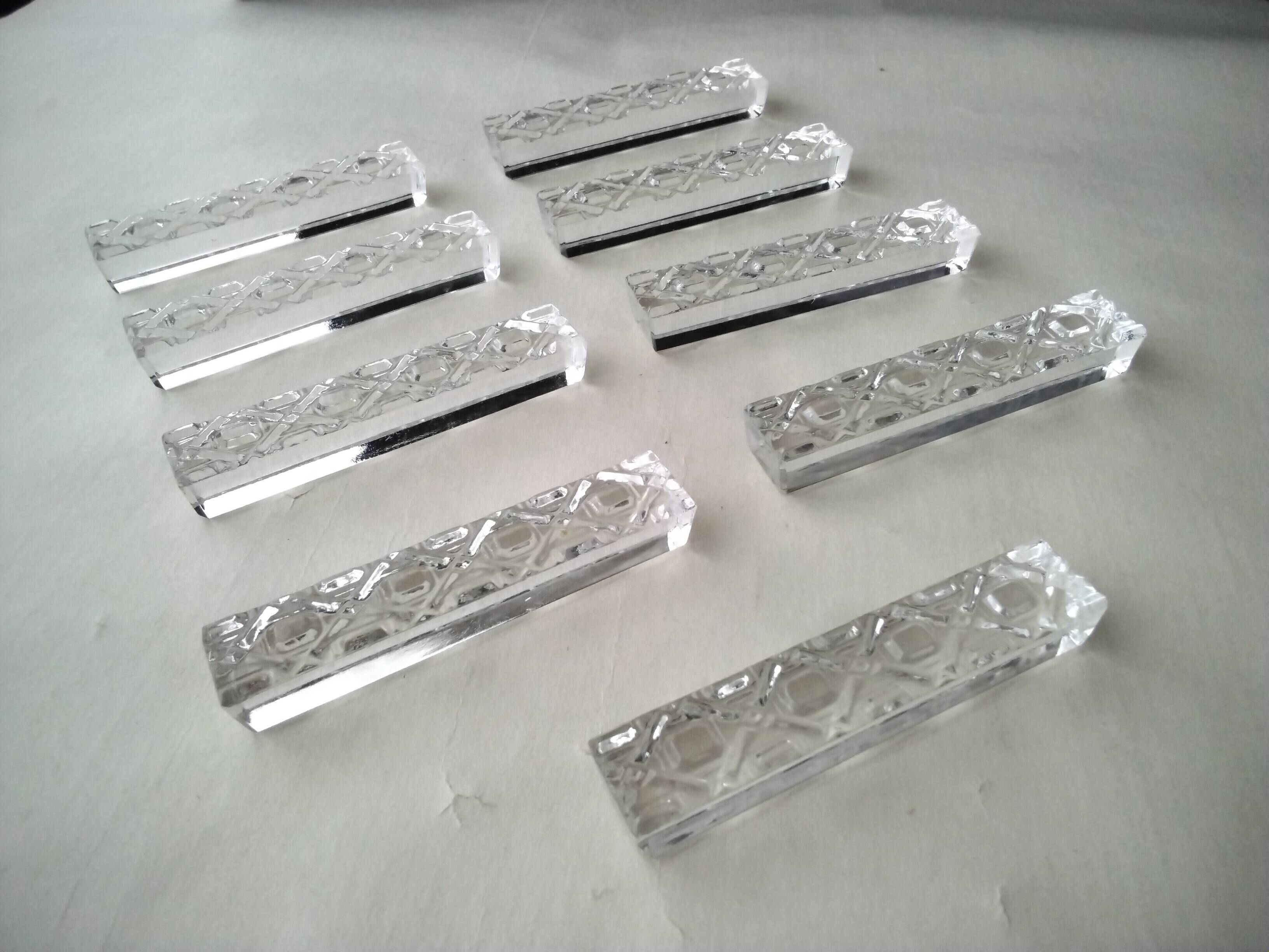Set of 9 Hungarian crystal knife rests, strip shape