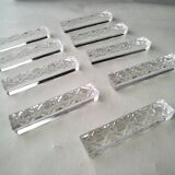 Box of 9 knife holders in Hungarian crystal, ruler shape