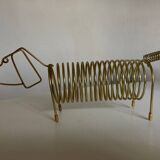 Dachshund dog desk letter holder in gold metal 1970