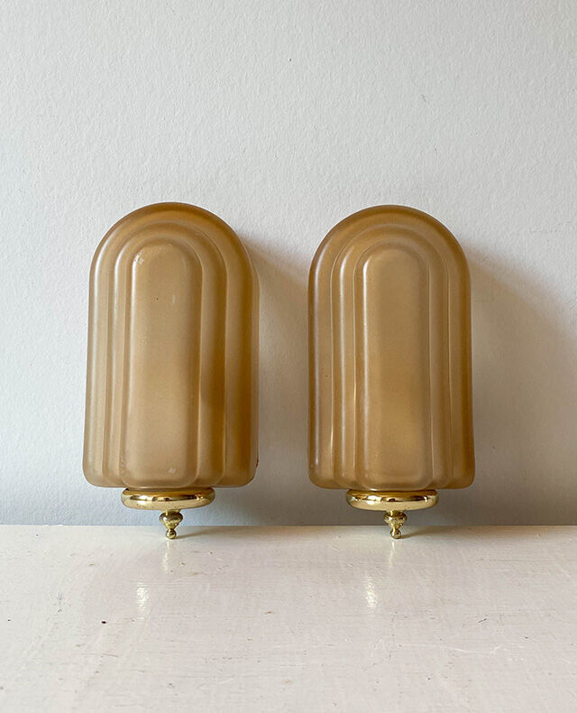 Pair of art deco style glass wall lamps