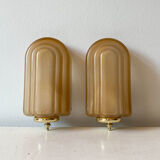 Pair of art deco style glass wall lamps