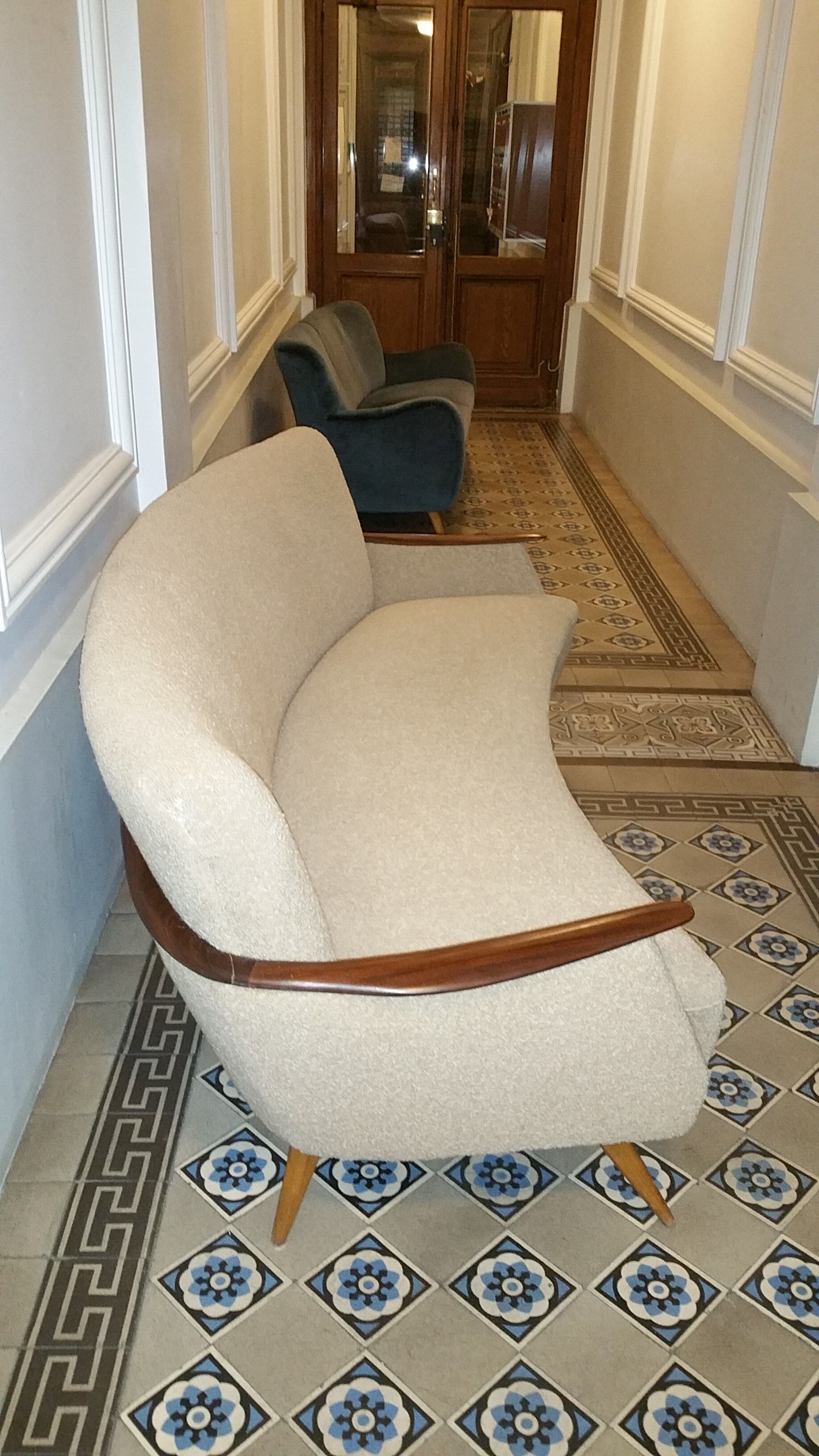 Set arc + 2 chairs 50s 60s Danish sofa good condition