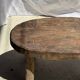 Small stool or small oval side table in solid teak wabi-sabi H24 53