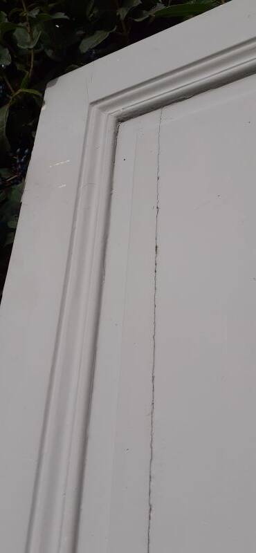 Communication door h221xL90cm old paneled, molded, interior