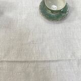 Grande nappe blanche en metis 215 x 155 cm