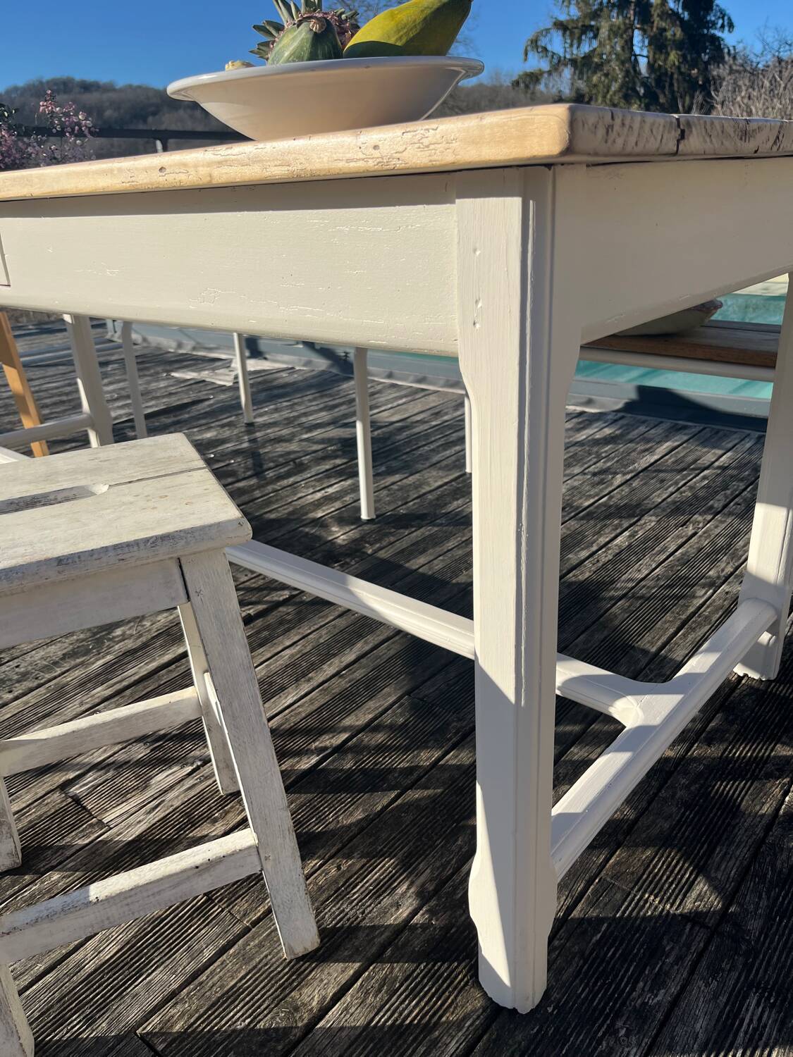 Large old farm table