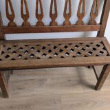 Old church bench in pitch pine, rustic charm and authentic patina.