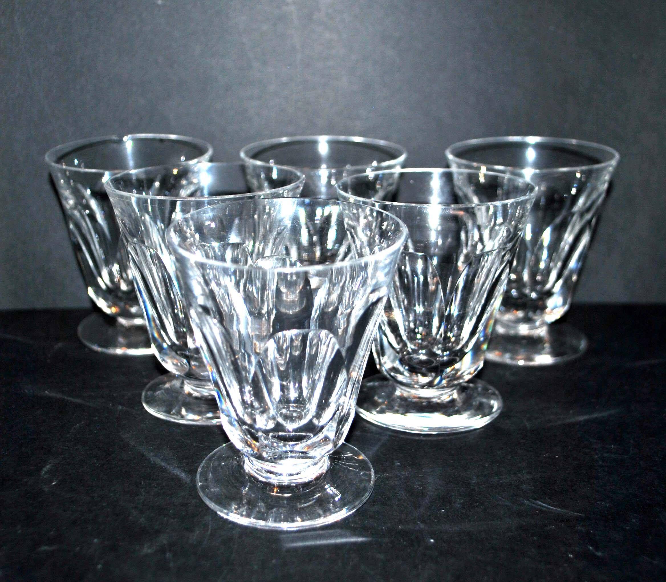 Lot 6 wine glasses cut crystal goblet with flat side Saint-Louis Béarn? Near Talleyrand 7.5