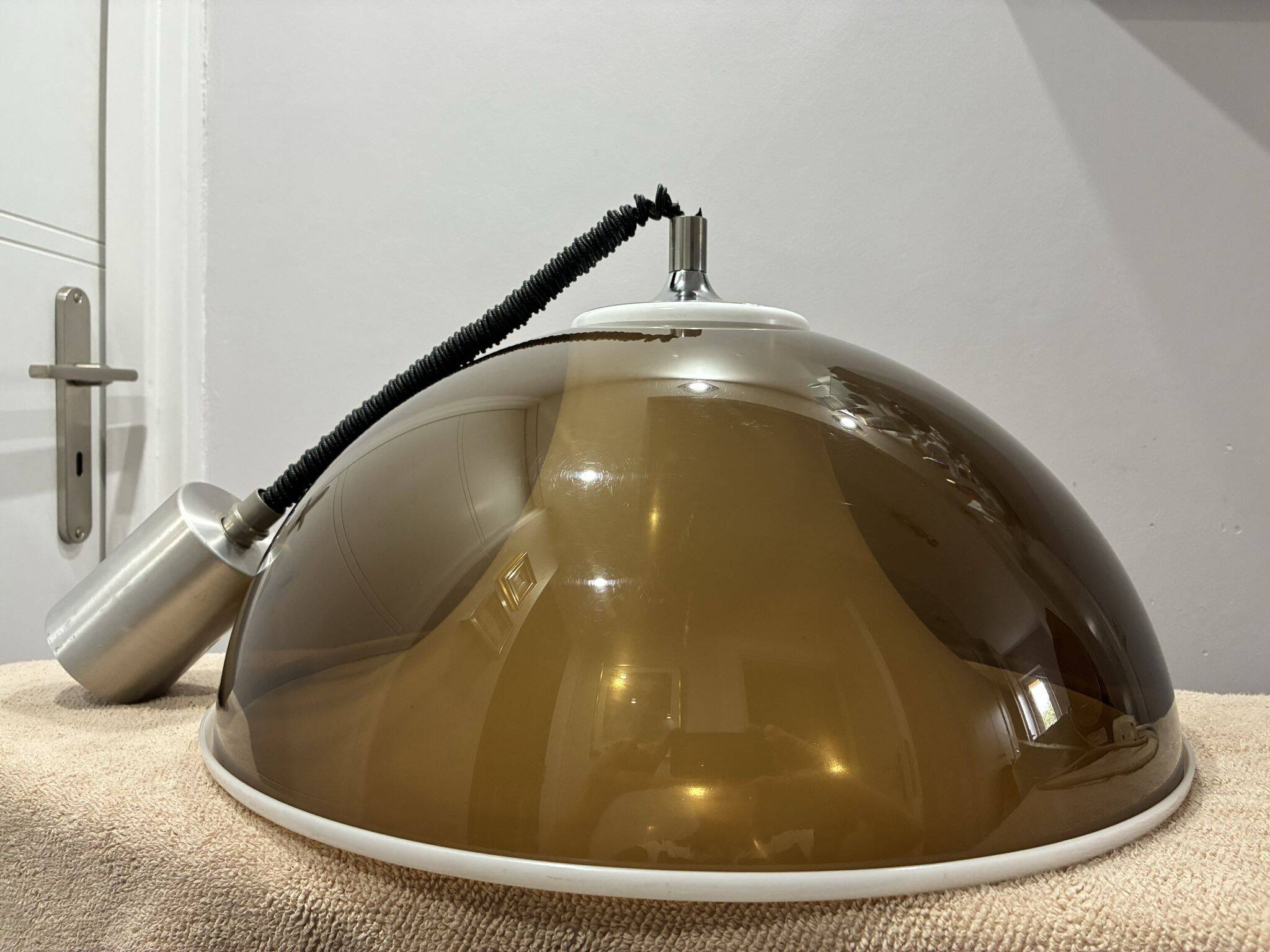 Temde amber acrylic pendant lamp, Switzerland, 1970s
