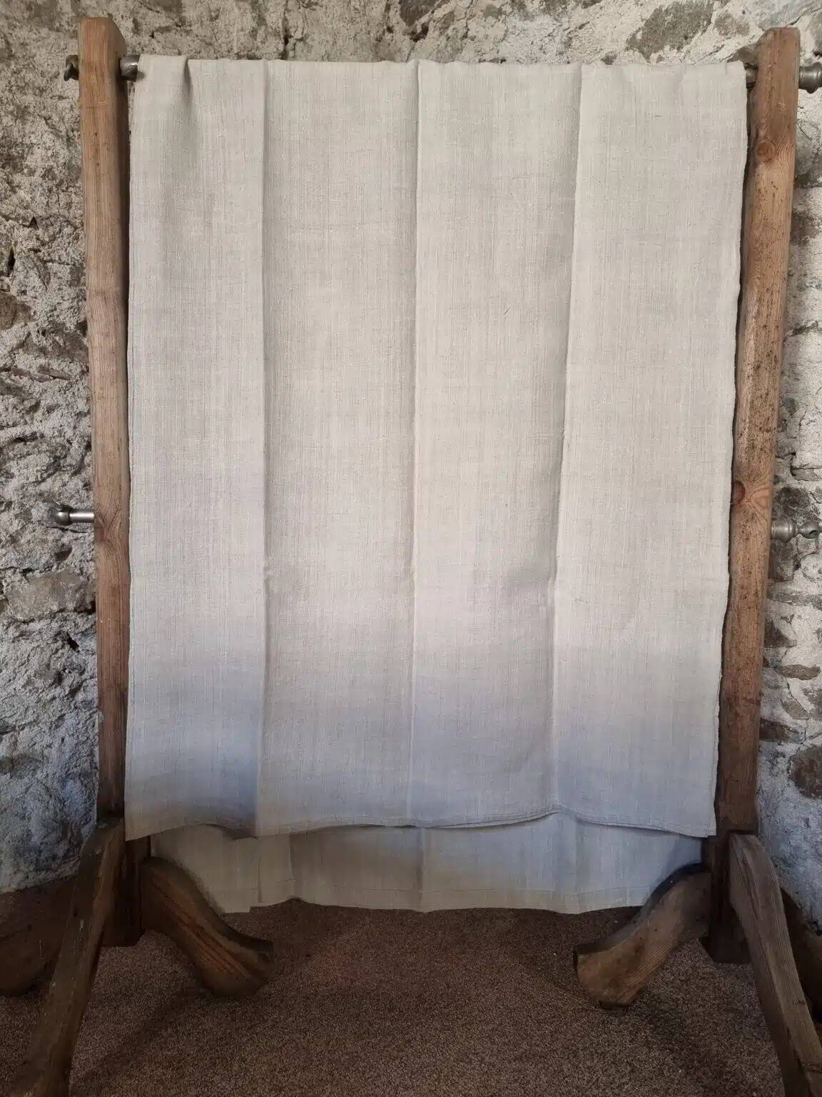Antique French linen sheet – 19th century hand-woven hemp fabric (250×200 cm)
