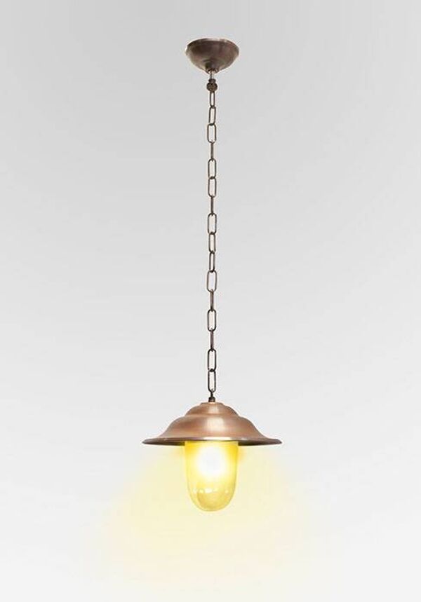 Petite lampe suspendue en cuivre de style grange
