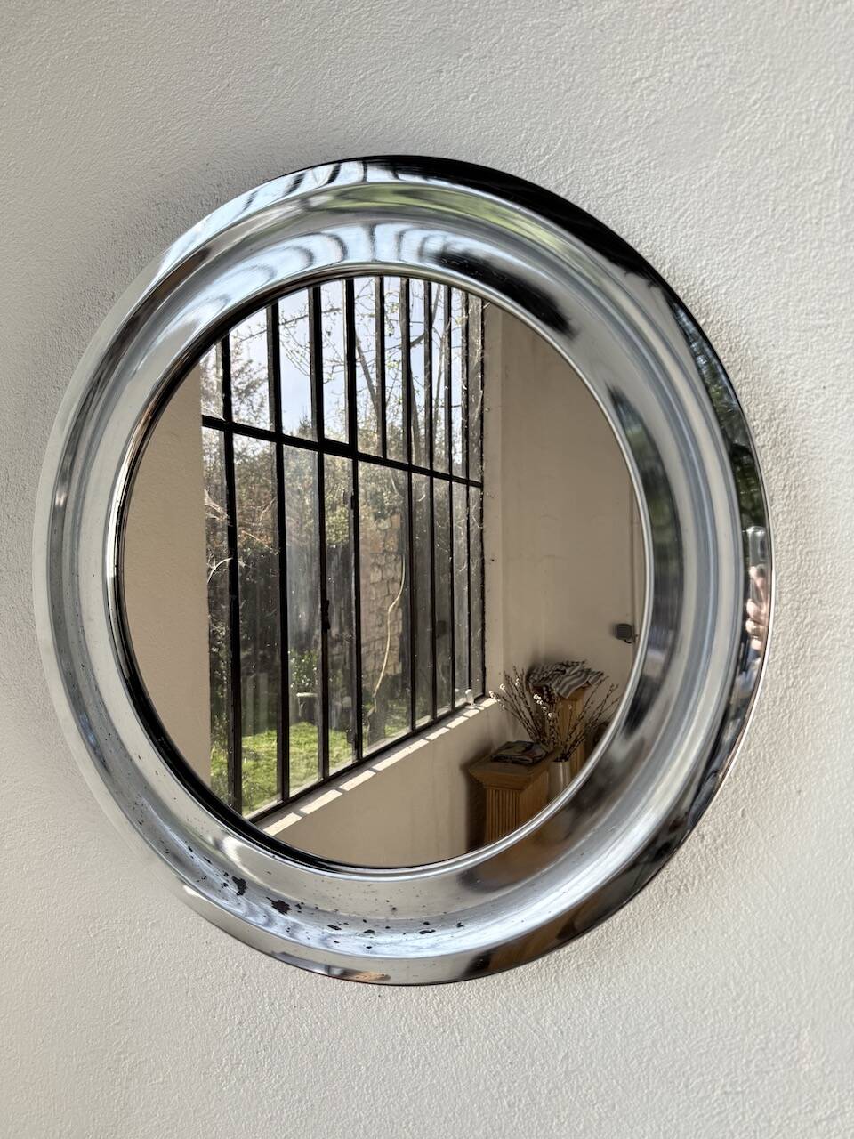 Miroir rond chrome Italie 1960