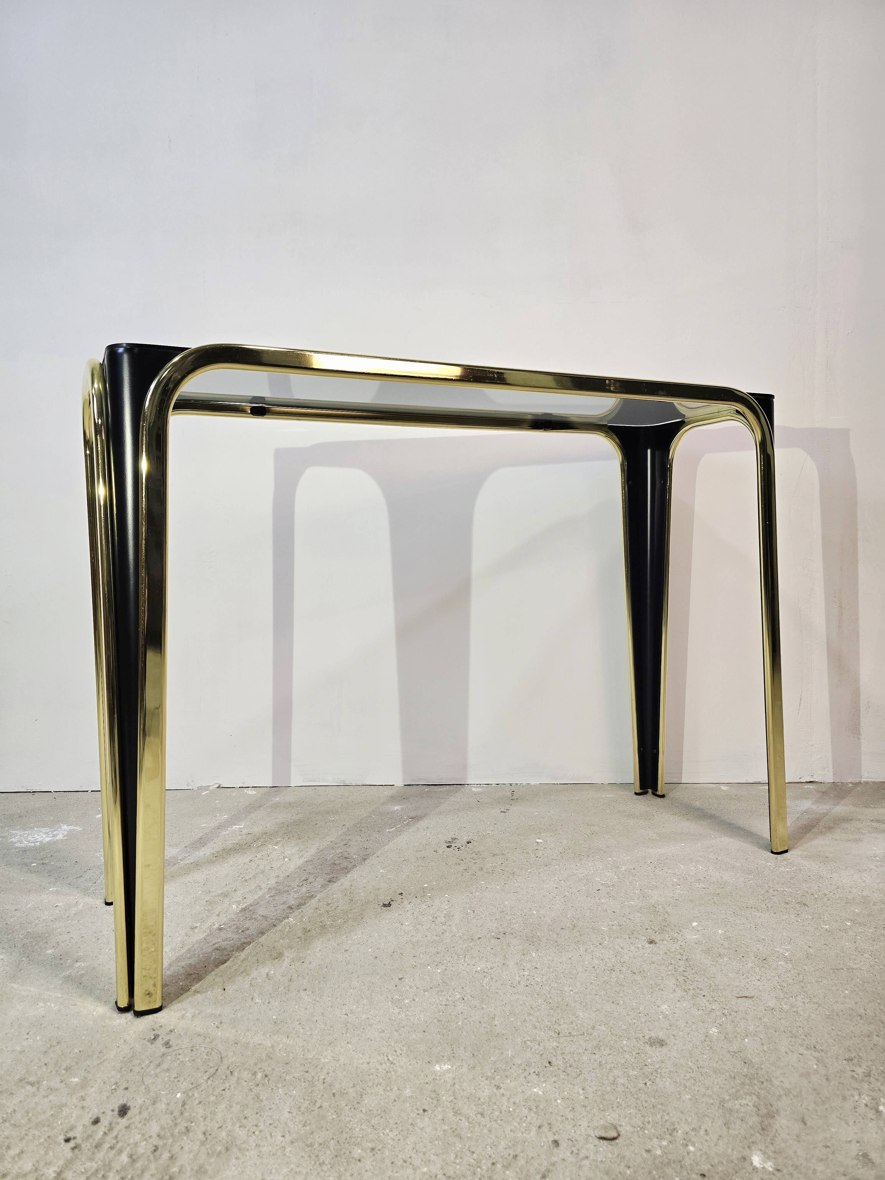 1950s glass and gold console table – Mid-century modern style