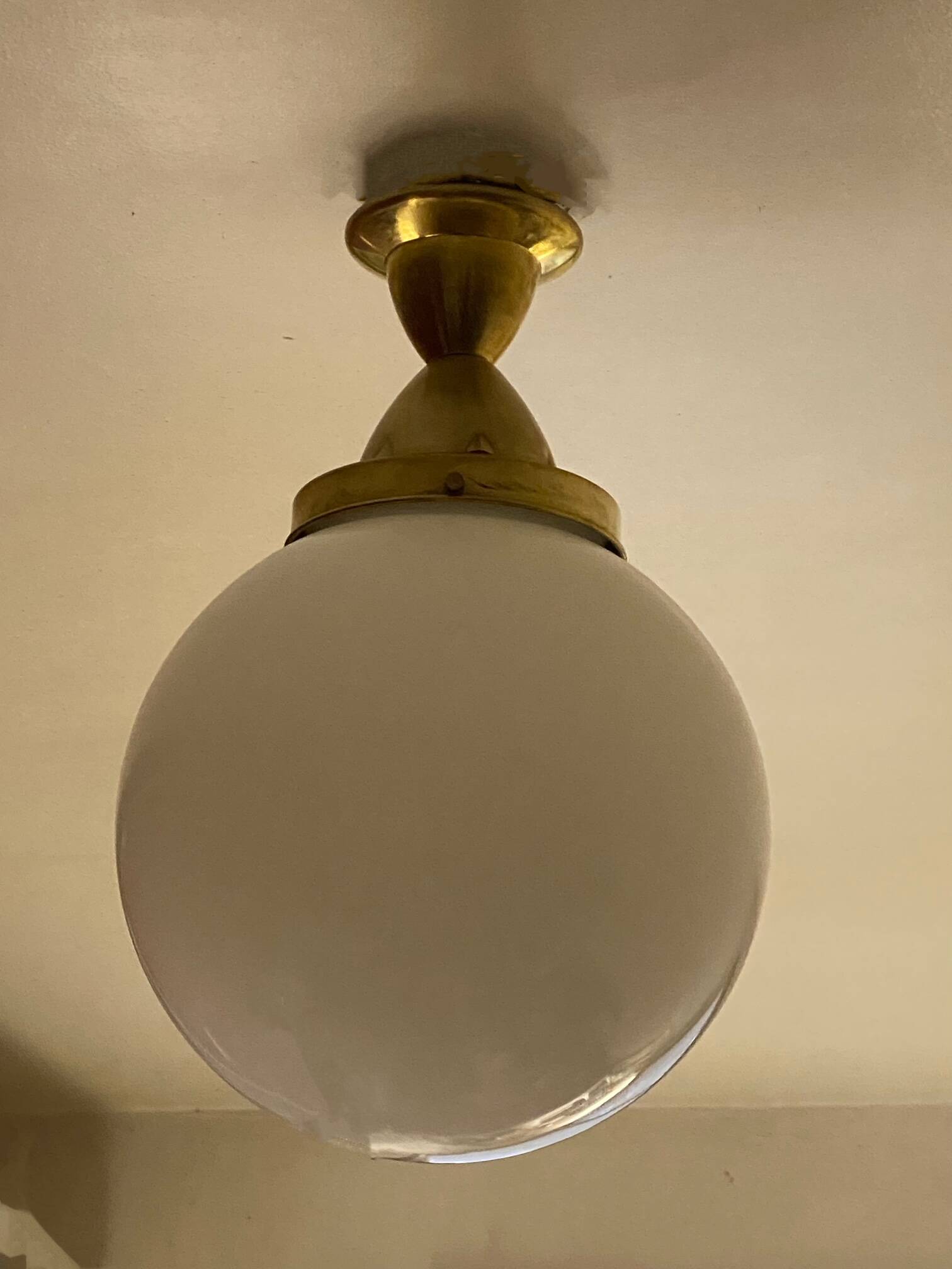 Antique opaline glass ball pendant light