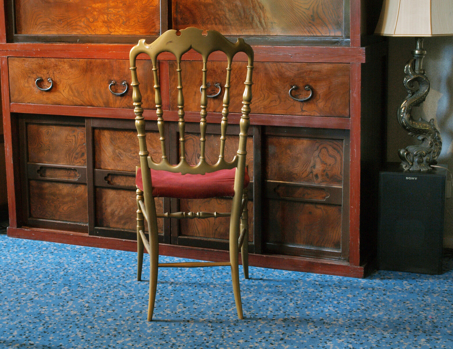Chaise Napoléon III style Chiavari en bois doré