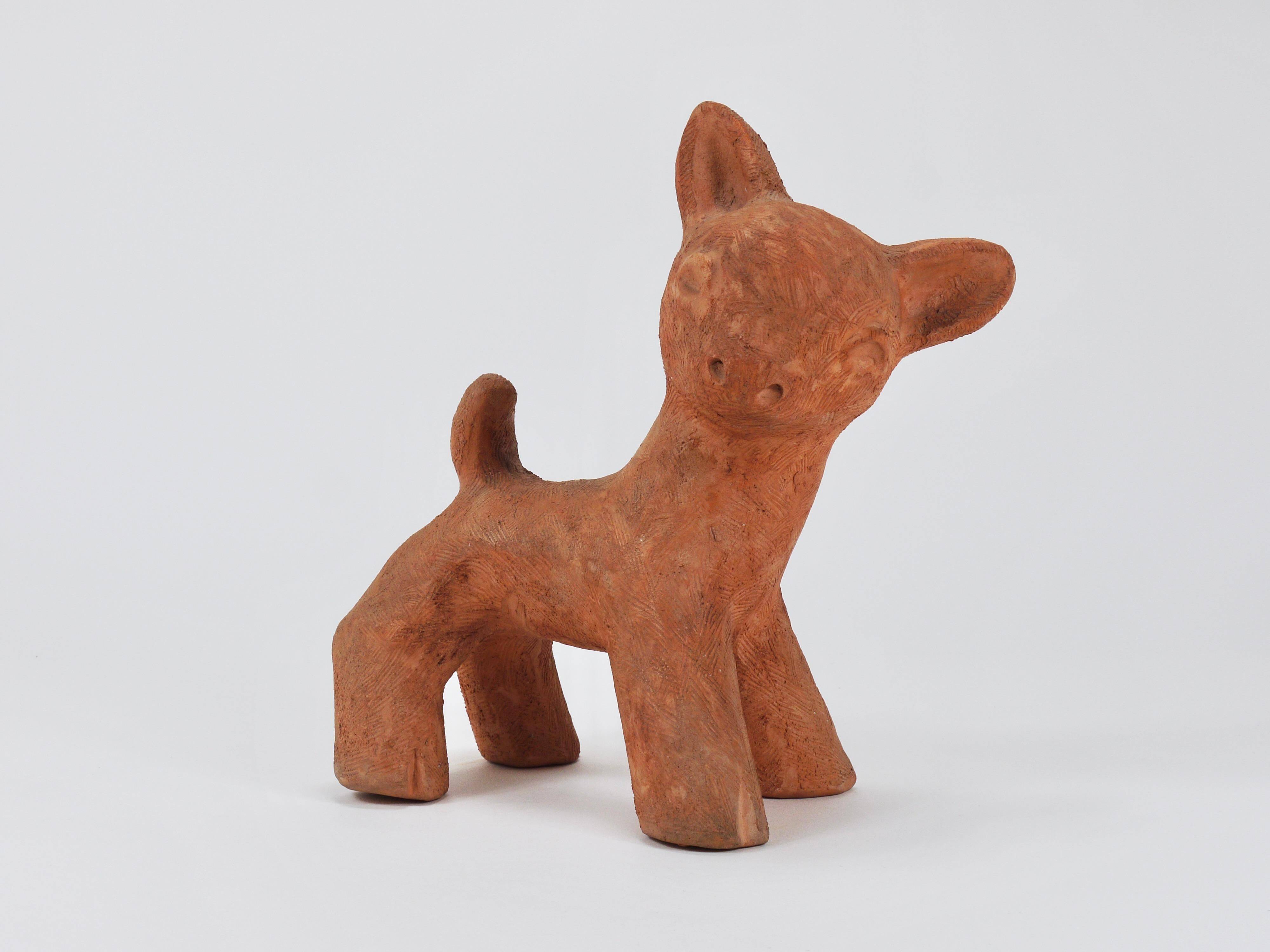 Walter Bosse Large Ceramic Sculpture of Baby Deer, Austria, 1920s