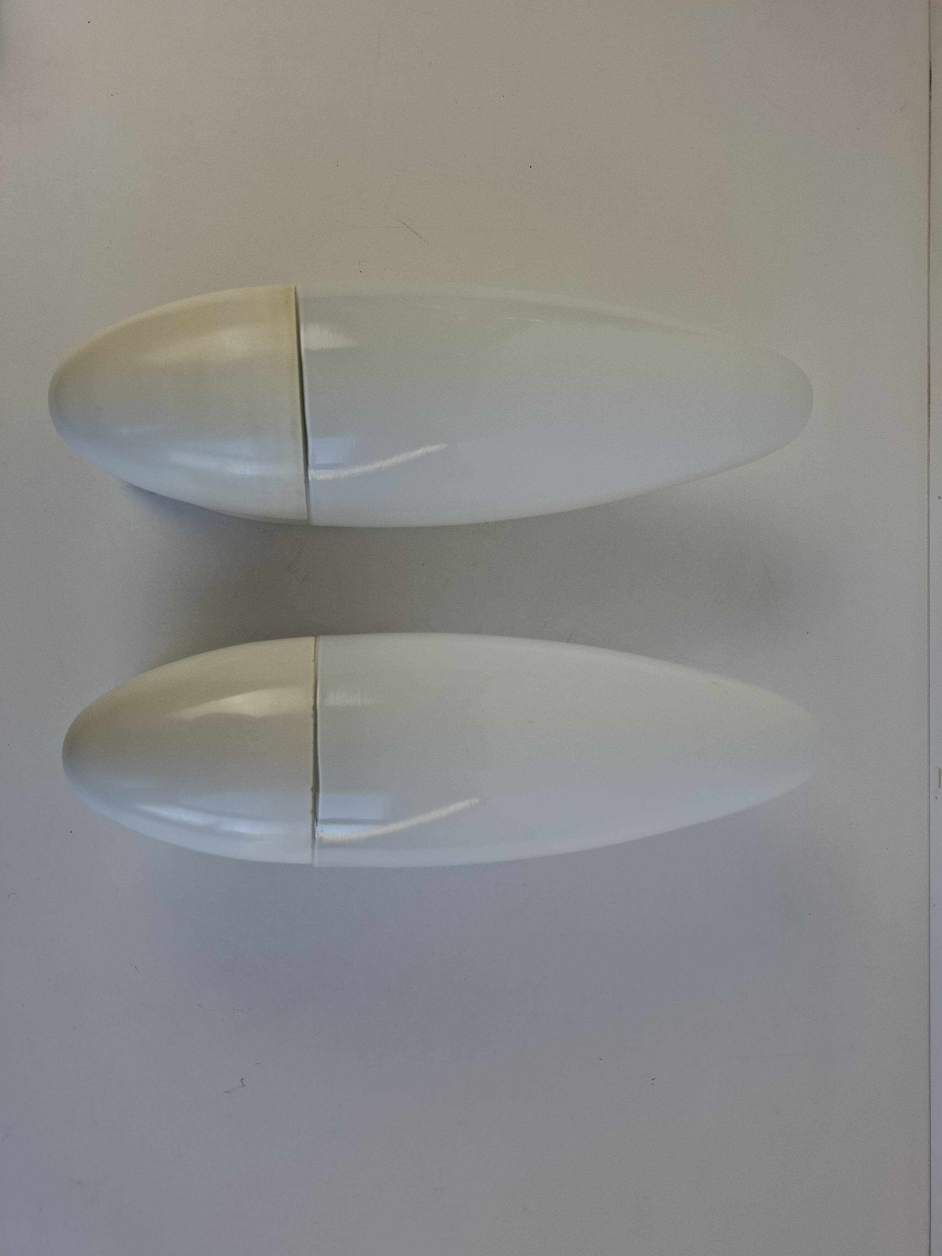 Pair of 1960s Czechoslovak Milk Glass and Bakelite Space Age Wall Sconces