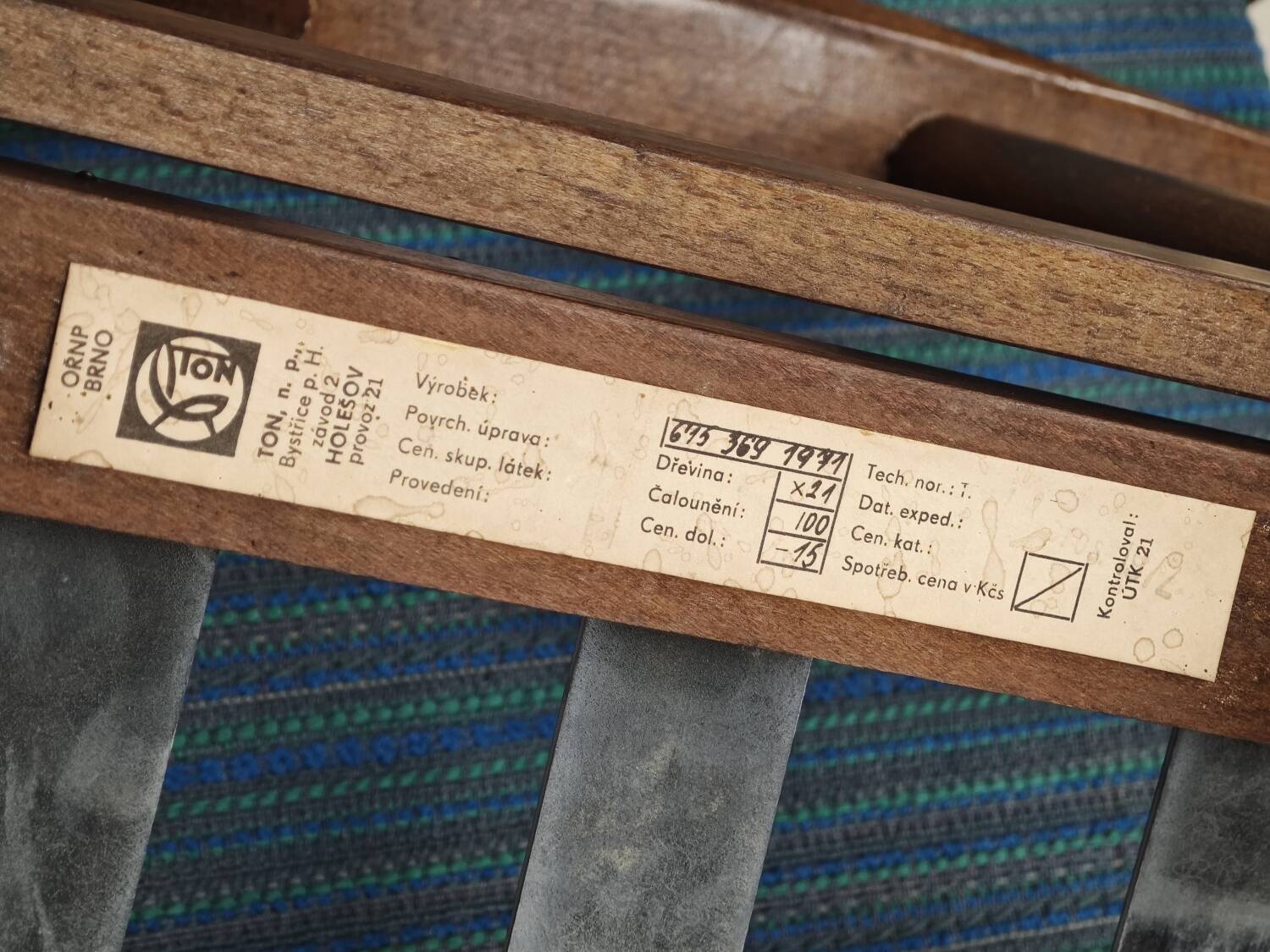 Pair of blue boomerang armchairs by Antonin Suman for Ton (Thonet) 1960