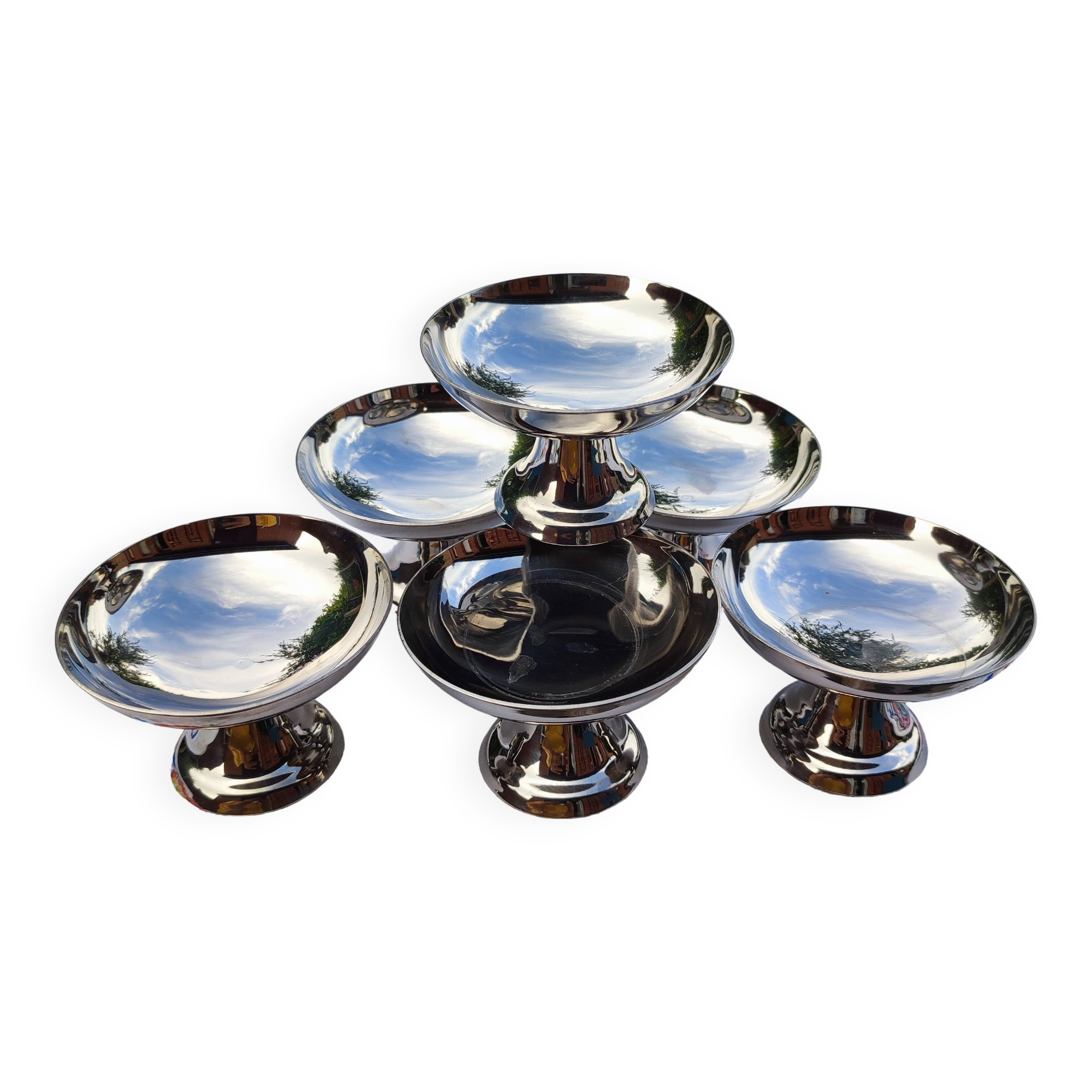 Set of 6 stainless steel ice cream cups, Guy Degrenne