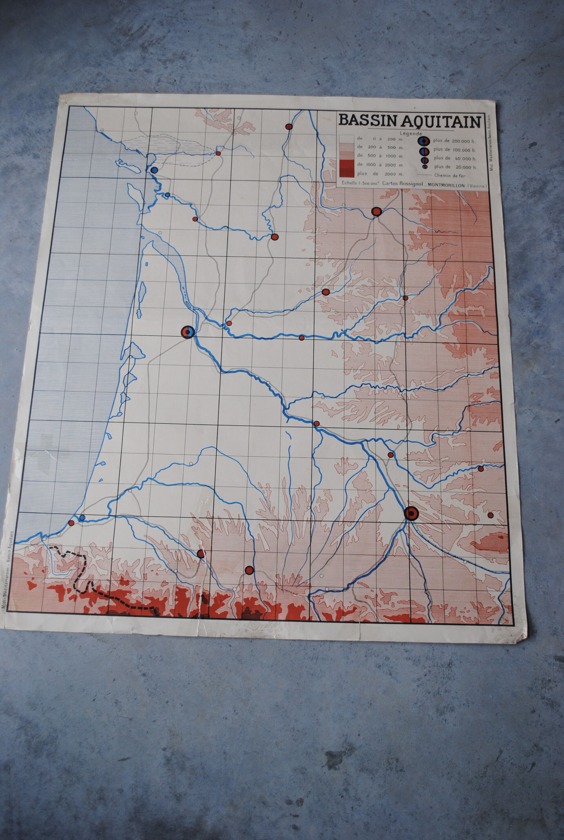 School Nightingale basin Aquitaine and Midi Mediterranean map