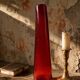 Red blown glass bubble tube vase in Murano style, vintage 80s-90s.