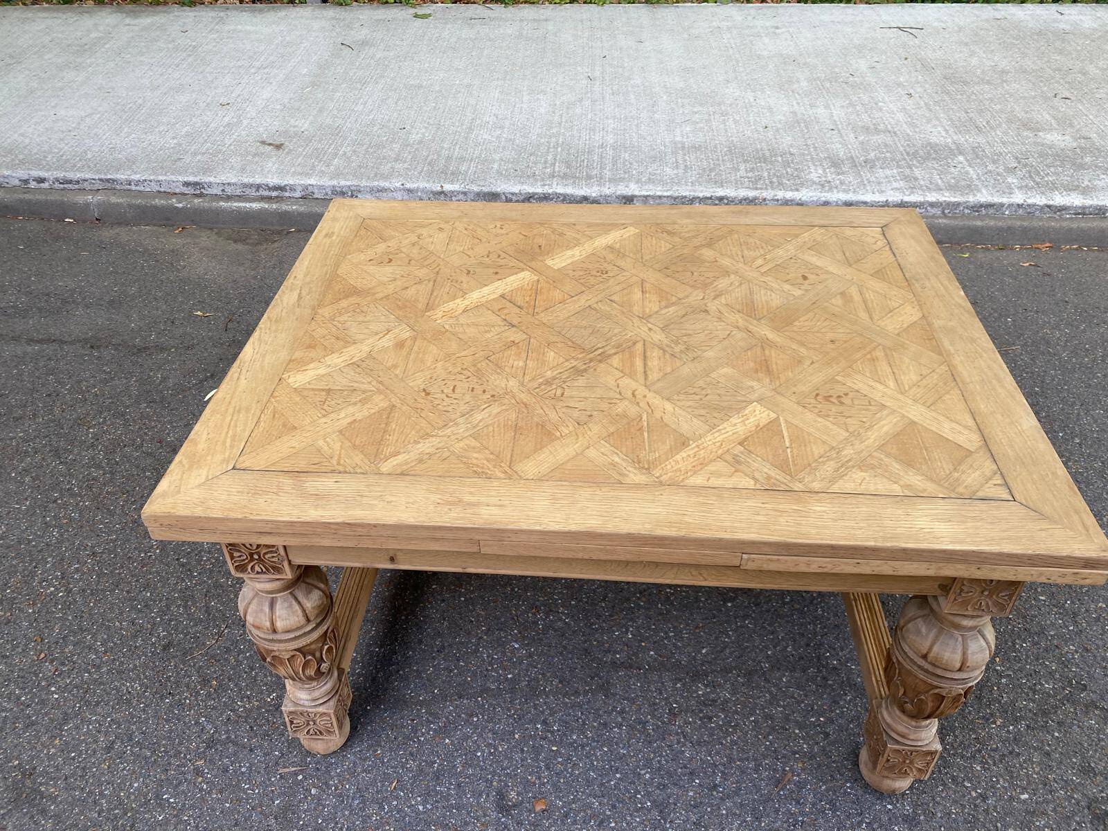 Art Deco monastery dining table, extendable, stripped in solid oak 230.