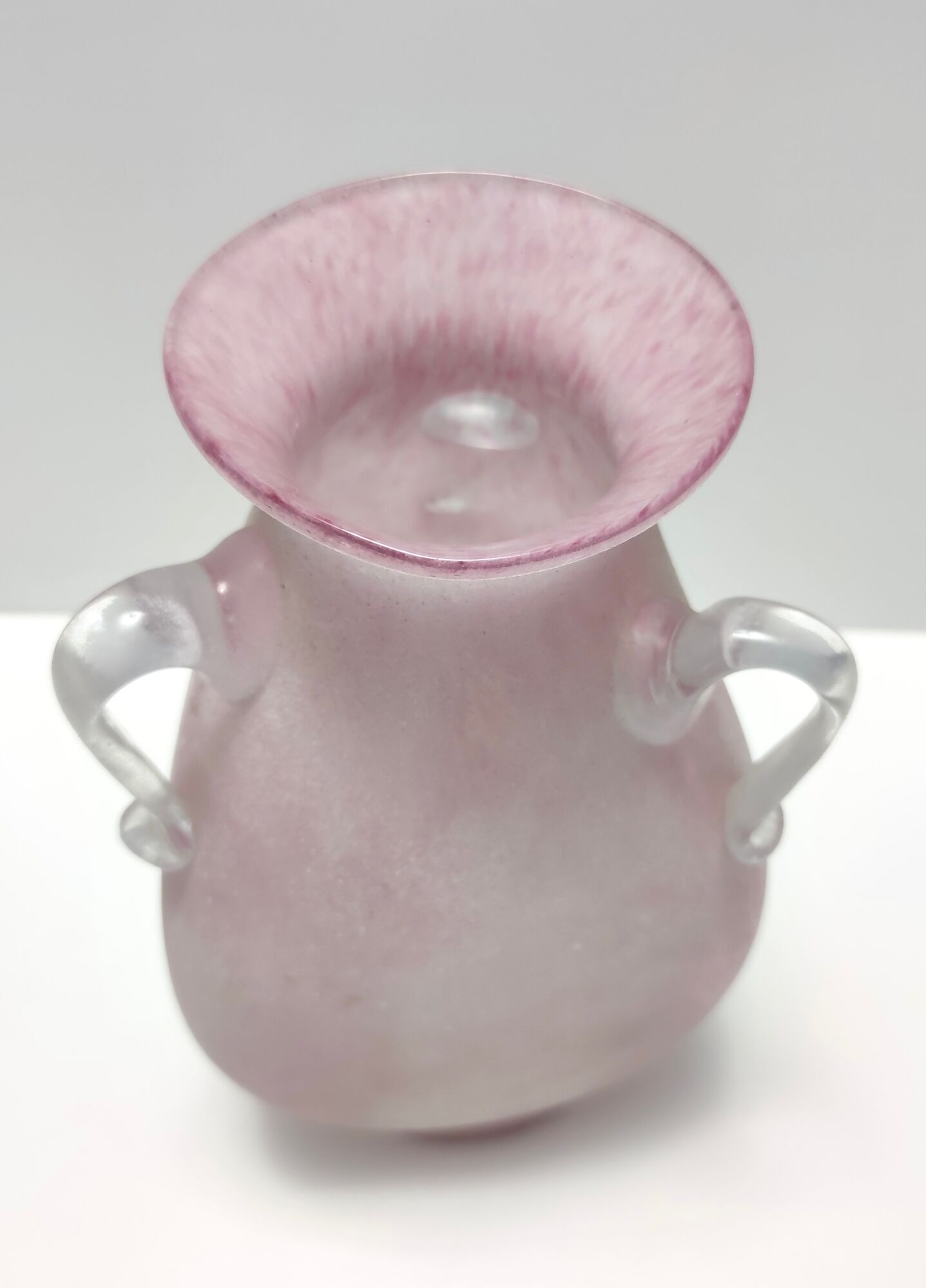 Postmodern pink scavo glass vase