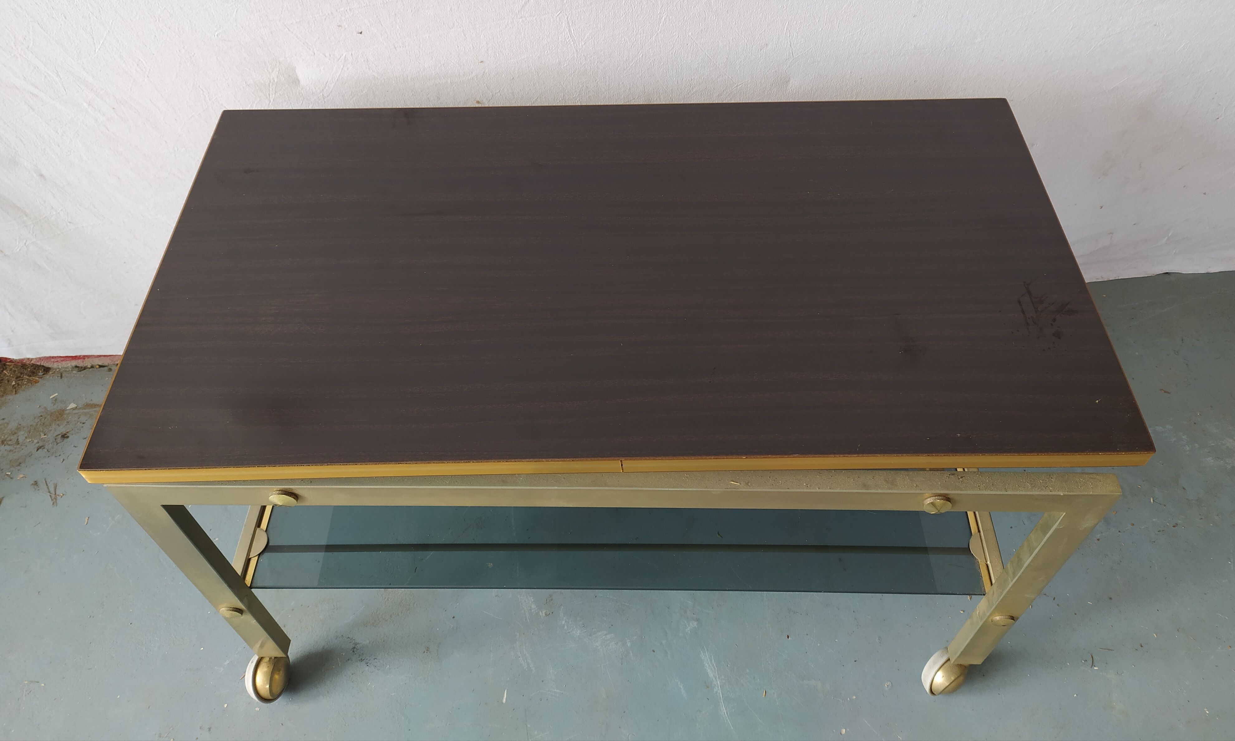 Gold metal and wood coffee table
