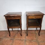 Pair of Louis XV style oak bedside tables