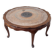 Vintage wooden coffee table with caning and glass top – 1950s/70s