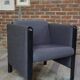 1980s Club armchair in fabric and metal