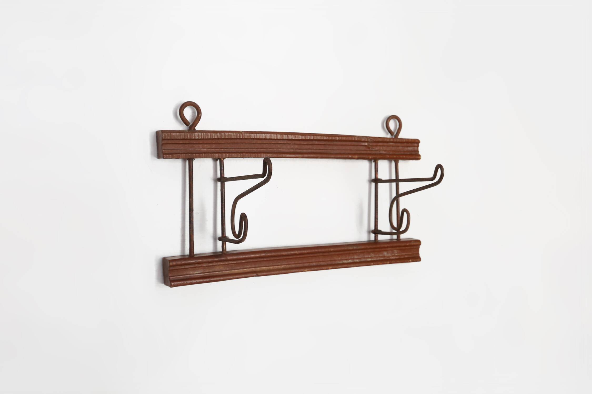 French Art Deco folding wall mount coat rack, ca. 1930