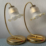 Pair of vintage 80s flower lamps